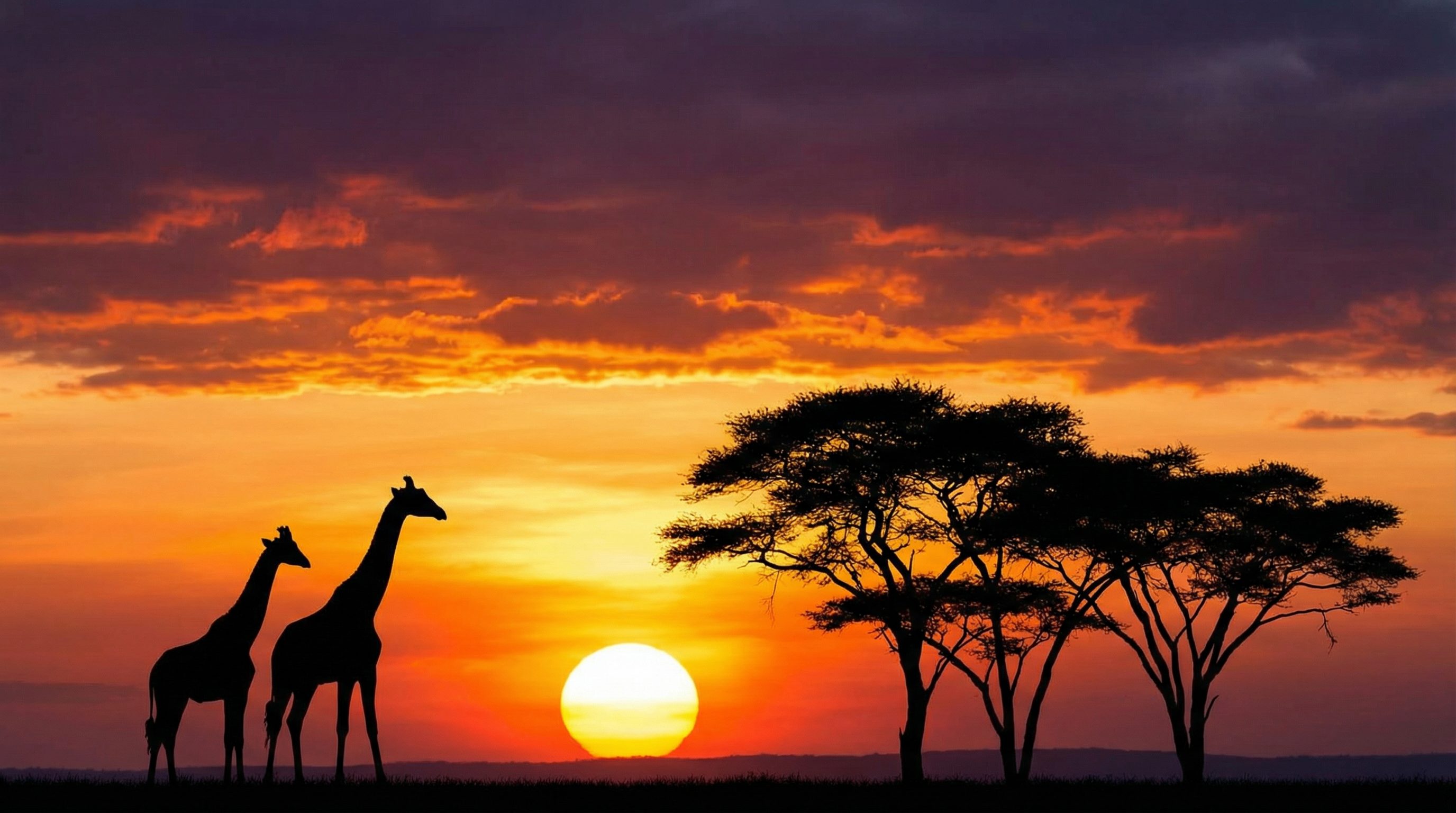 肉视频短视频：长颈鹿日落剪影